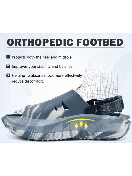 Men\'s Grey White Orthopaedic Mules Recovery Sandals Summer Fascistic Casual